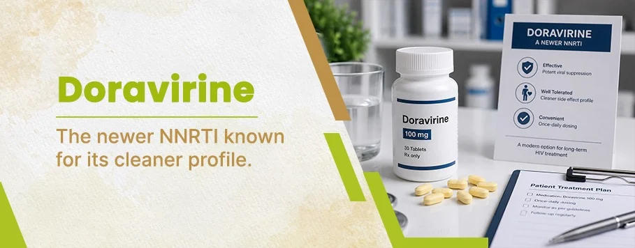 Doravirine newer NNRTI for HIV uses and side effects explained